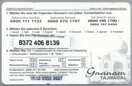 DE.- INTERNATIONAL PHONECARD. Serie 0612. GNANAM. TAJMAHAL. VECTONE TELECOM CENTERS. € 5. - GSM, Cartes Prepayées & Recharges