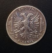 ALBANIA - 5 LEK ANNO 1939 - QUALITA' Q/FDC - NON PULITA - ARGENTO - Albanien