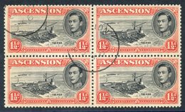 1944 P.13 1½d Black & Vermilion, Superb VFU Block Of Four Incl. Davit Flaw R5/1, SG.40ba, CW17a. (4) Cat. £190+ - Sonstige & Ohne Zuordnung