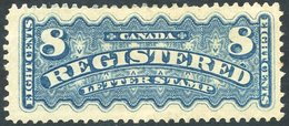 1875-92 Registration 8c Bright Blue M - Single Pulled Perf Right Side, SG.R8. (1) Cat. £450 - Sonstige & Ohne Zuordnung