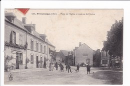1304 - PREVERANGES - Place De L'Eglise Et Route De St-Marien - Préveranges