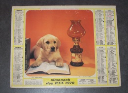 1978 ALMANACH CALENDRIER DES P.T.T, PTT, POSTE, CHIEN SAVANT, CHAT CURIEUX, OLLER, ARDENNES 08 - Grossformat : 1971-80