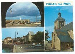 CP MULTIVUES PIRIAC SUR MER, LA VIEILLE EGLISE, LE PORT, L'HOTEL DU PORT ET SA TERRASSE, CITROEN DS, LOIRE ATLANTIQUE 44 - Piriac Sur Mer