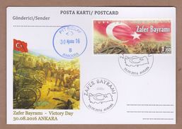 AC - TURKEY POSTAL STATIONARY -  VICTORY DAY ANKARA, 30 AUGUST 2016 - Entiers Postaux