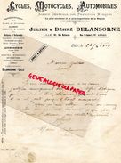 59- LILLE-62- ARRAS- RARE LETTRE MANUSCRITE SIGNEE JULIEN & DESIRE DELANSORNE-CYCLES MOTOCYCLES-VELO MOTO CLEMENT-HUMBER - Cars