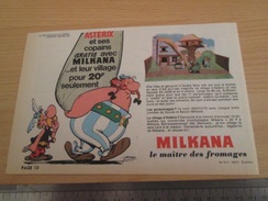 Page De Revue Des Années 60/70 : PUBLICITE VILLAGE D'ASTERIX DECOUPIS FROMAGE MILKANA Format : Voir Règle Sur La Photo - Chromos