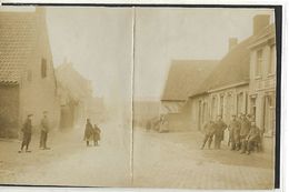 LENDELEDE  MOERFOTO UITGEVER  P  MAES TANGHE   K0RTRIJKSTRAAT  OP FOTOPAPIER   MET DUITSE SOLDATEN     ZELDZAAM   WO I - Lendelede