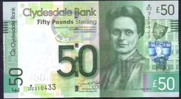 UK Scotland 50 Pounds 2015 UNC Clydesdale Bank Rare - 50 Pounds