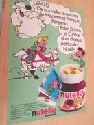 Page De Revue Des Années 60/70 : PUBLICITE NUTELLA CUBITUS ROBIN DUBOIS MODESTE ET POMPON MINI BD  Format : Page A4 - Nutella