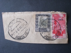 REGNO ITALIA COLONIE ليبي LIBIA 1926 SERIE PITTORICA +FRANC. POSTA AEREA CIRENAICA OBLITERATO TRIPOLI  FRAMMENTO - Libië