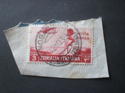 REGNO ITALIA COLONIE SOMALIA 1933 SOGGETTI AFRICANI POSTA AEREA OBLITERATI MOGADISCIO FRAMMENTO - Somalia