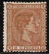 1875-ED. 162 ALFONSO XII 2 CTS. CASTAÑO - NUEVO CON FIJASELLOS -MH - - Nuovi