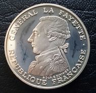 FRANCE 100 FRANCS 1987 SILVER PROOF "230th Anniversary - Birth Of General Lafayet" Free Shipping Via Registered Air Mail - Essays & Proofs