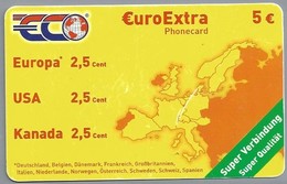 DE.- Telefoonkaart. ECO. EUROEXTRA PHONECARD. 5 €. Super Verbindung. Europa - USA - Kanada. EURO EXTRA. - Cellulari, Carte Prepagate E Ricariche