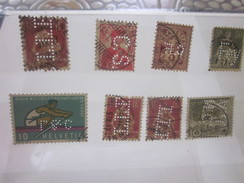 8 Timbres De Suisse Helvétia Perforés Perforé Perforés Perfin Perfins Stamp Perforated Perforations Diverses Voir Scanns - Perforés