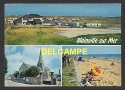 DF / 50 MANCHE / BLAINVILLE SUR MER / LE CAMPING, L' EGLISE ET LA PLAGE - Blainville Sur Mer