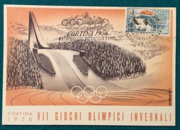 OLIMPIADI CORTINA 1956 CARTOLINA UFFICIALE  ANNULLO DI  CORTINA 2/2/1956   PATTINAGGIO ARTISTICO FEMMINILE - Zomer 1924: Parijs