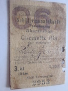 SCHULERMONATSKARTE-PERSONENZUG Titre De Transport Ticket Carte Ferroviaire Mensuel Chemin De Fer Allemagne Chemnitz - Europe