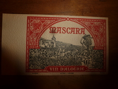 1920 ? Spécimen étiquette De Vin  D'ALGERIE - MASCARA   N° 1114, Déposé,  Imprimerie G.Jouneau  3 Rue Papin à Paris - Volkeren