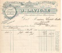2 Facture Commerciales Anciennes/Manufacture De Confection Et Lingerie/J LAVIGNE/ Bordeaux/Place Du Palais/1910  FACT288 - Kleding & Textiel