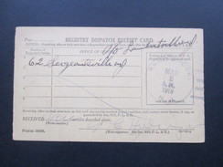 USA 1919 Registry Dispatch Receipt Card. Sand Brook N.J. Flemington N.J. Interessante Karte!! - Brieven En Documenten
