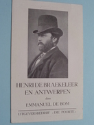 HENRI De BRAEKELEER En ANTWERPEN Door Emmanuel DE BOM ( Uitgever " DIE POORTE " ) 10 X 16 Cm. / Boek / Voorstelling ! - Other Book Accessories