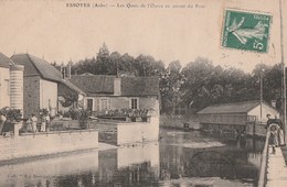 ESSOYES - LES QUAIS DE L'OURCE EN AMONT DU PONT - BELLE CARTE ANIMEE - 2 SCANNS -  TOP !!! - Essoyes