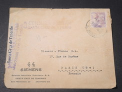 ESPAGNE - Enveloppe De Santa Cruz De Ténérife Pour Paris En 1938 Avec Censure -  L 11499 - Republikeinse Censuur