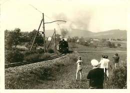 110118 PHOTO Années 1960 1970 SUISSE FRIBOURG BULLE Train  à La Sortie Du Village - Train Chemin De Fer Gare Locomotive - Bulle