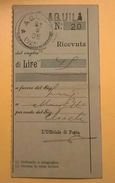 VAGLIA POSTALE RICEVUTA AQUILA 1905 - Taxe Pour Mandats