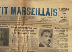 ** JOURNAL ** LE PETIT MARSEILLAIS ** 2ème ÉDITION DU ** LUNDI 11 MAI 1931 ** - Le Petit Marseillais