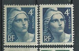 [19] Variété : N° 725 Marianne De Gandon  Bleu-gris Au Lieu De Bleu Foncé ** - Unused Stamps