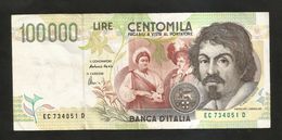 ITALIA - BANCA D' ITALIA - 100000 Lire "CARAVAGGIO" - II° Tipo (Firme: Fazio / Amici) - 100000 Liras