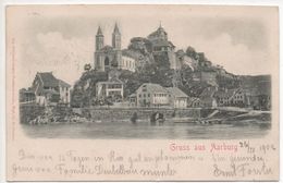 AG  GRUSS AUS AARBURG     ~ 1900   PRÄGEDRUCK - Aarburg