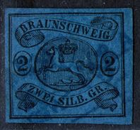 Kreisbogenstempel Braunschweig Auf 2 Silbergroschen Blau - Braunschweig Nr. 7a - Pracht - Braunschweig