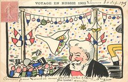 VOYAGE EN RUSSIE 1902 - Vive Loubet,carte Illustrée. - Recepciones