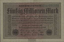 German Empire RosbgNr: 108b, Watermark Cabbage, Green FZ, 6stellige KN Uncirculated 1923 50 Million Mark - 50 Miljoen Mark