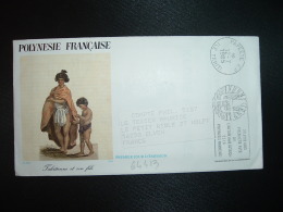 LETTRE Illustrée TAHITIENNE ET SON FILS OBL.MEC.12-7-1985 PAPEETE RP ILE TAHITI - Covers & Documents