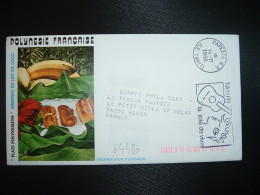 LETTRE Illustrée PLATS POLYNESIENS BANANES AU LAIT DE COCO OBL.MEC.14-11-1988 PAPEETE RP ILE TAHITI - Covers & Documents