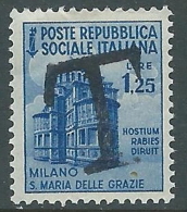 1944-45 RSI MONUMENTI DISTRUTTI 1,25 LIRE SEGNATASSE DI EMERGENZA MNH ** - R5-8 - Portomarken