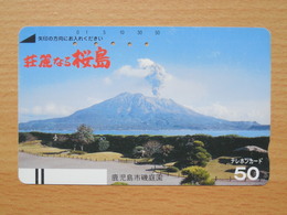 Japon Japan Free Front Bar, Balken Phonecard - / 110-6333 / Vulcan / Bars On Rearside - Volcans