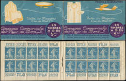 CARNETS (N°Cérès Jusqu'en1964) 40   Semeuse Camée, 25c. Bleu, N°140B, T II, S. 86, CCPN, TB - Sonstige & Ohne Zuordnung