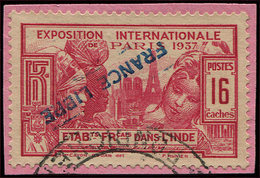 INDE 153b : 16ca. Rose, FRANCE LIBRE, Surch. RENVERSEE, Obl. S. Fragt, TB - Sonstige & Ohne Zuordnung