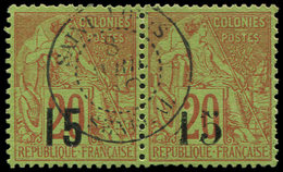 SENEGAL 5e Et 5f : 15 S. 20c. Brique S. Vert, T VI Et VII Se Tenant, Obl., TB - Altri & Non Classificati