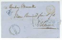 India Calcutta To Reims France Via Bombay Marseille 1867 Mumbai Arbuthnot Mumbai - ...-1852 Préphilatélie