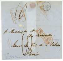 INDIA – 1850 -  CALCUTTA G. P. O. SHIP LETTER To PARIS (France) Per "THE HADDINGTON", A STEAMER. Postmarks Of Calc - ...-1852 Voorfilatelie
