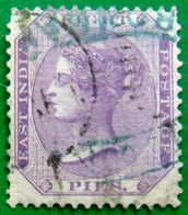 BRITISH INDIA 1865 8p Queen Victoria Used WATERMARK : ELEPHANT'S HEAD - 1858-79 Kolonie Van De Kroon