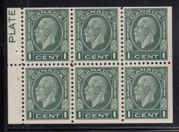Canada 1932 MNH Scott #195bi 1c Medallion Pane Of 6 Tab Inscribed PLATE - Pages De Carnets