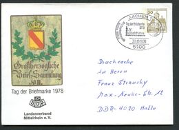 Bund PU108 C1/014 Privat-Umschlag TAG DER BRIEFMARKE LV MITTELRHEIN Sost. Aachen 1978 - Sobres Privados - Usados