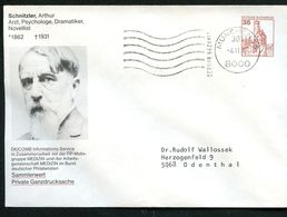 Bund PU250 B1/008-8 Privat-Umschlag ARTHUR SCHNITZLER Arzt Schriftsteller München 1983 - Sobres Privados - Usados